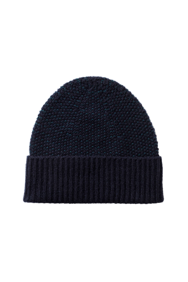 Seed Stitch Cashmere Navy Beanie