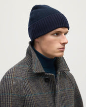 Seed Stitch Cashmere Navy Beanie