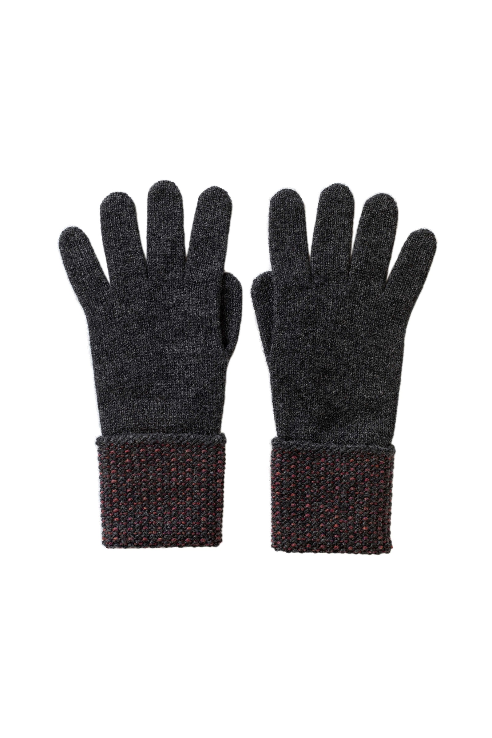 Seed Stitch Grey Cashmere Gloves