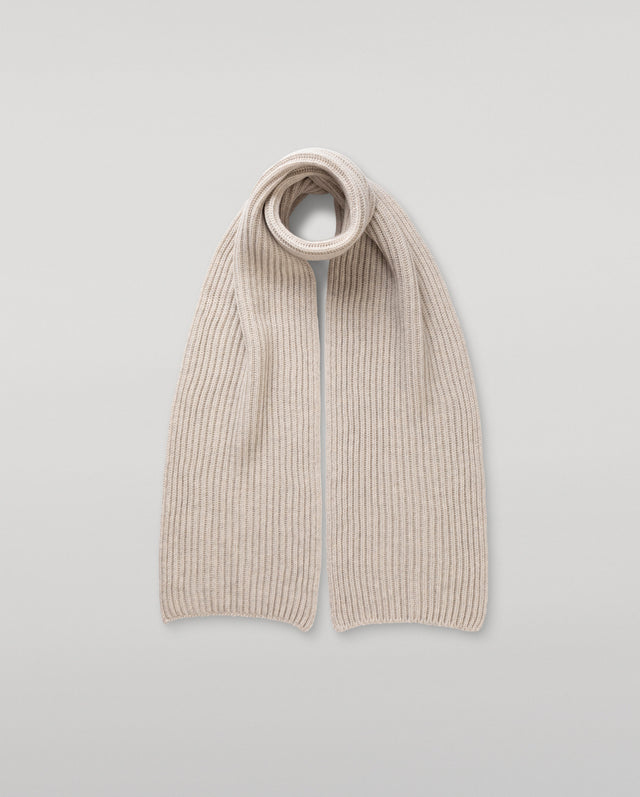 Lovat Natural Ribbed Cashmere Scarf