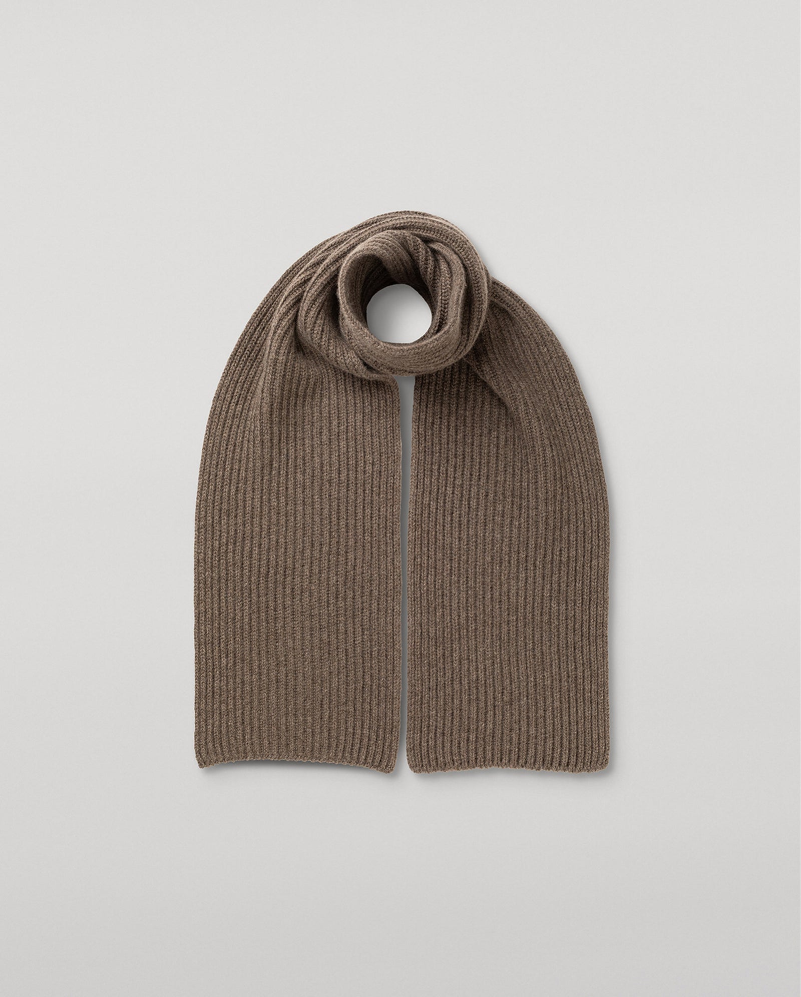 Lovat Brown Ribbed Cashmere Scarf