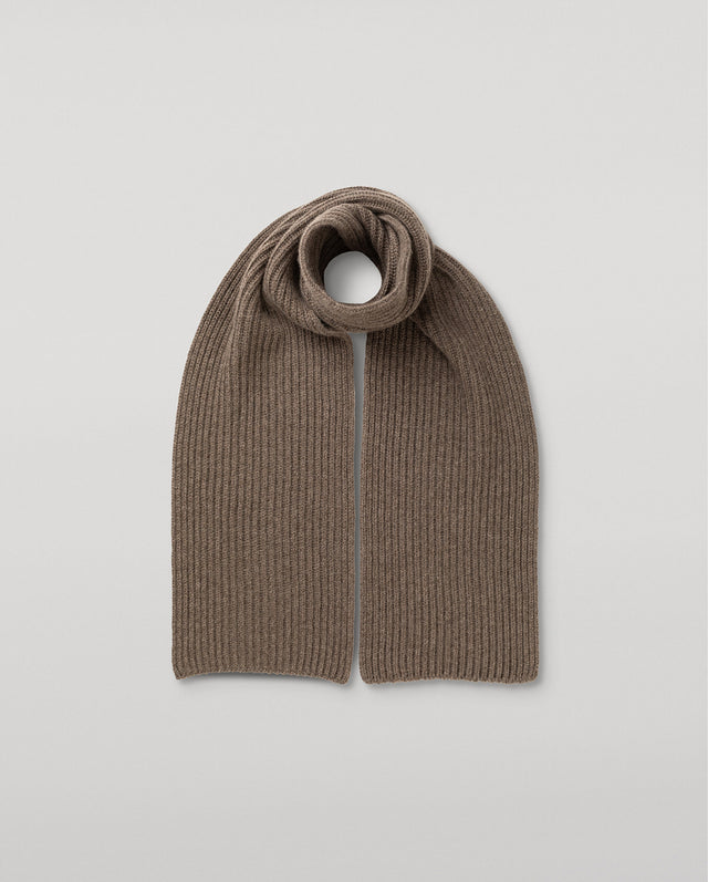 Lovat Brown Ribbed Cashmere Scarf