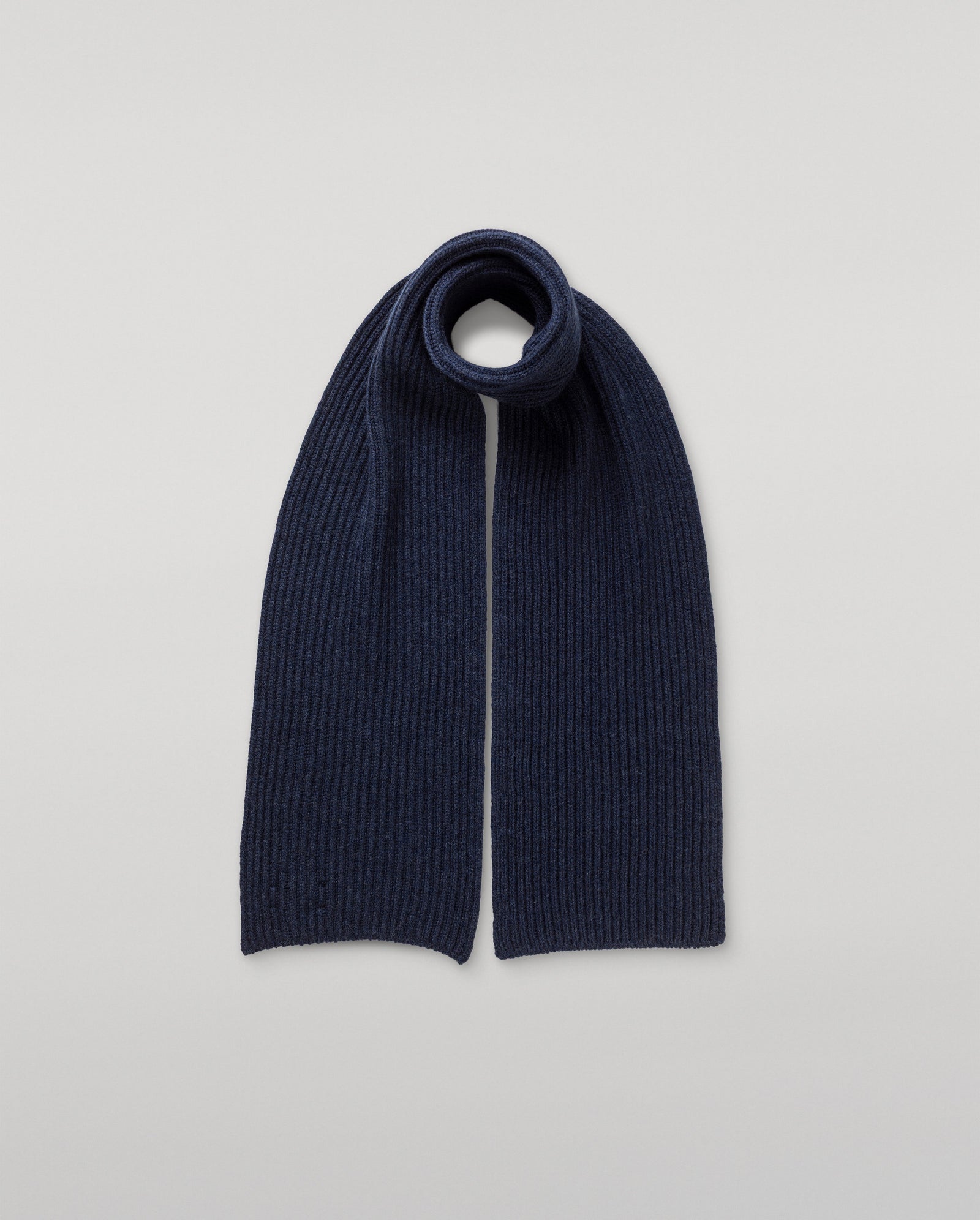 Lovat Navy Ribbed Cashmere Scarf
