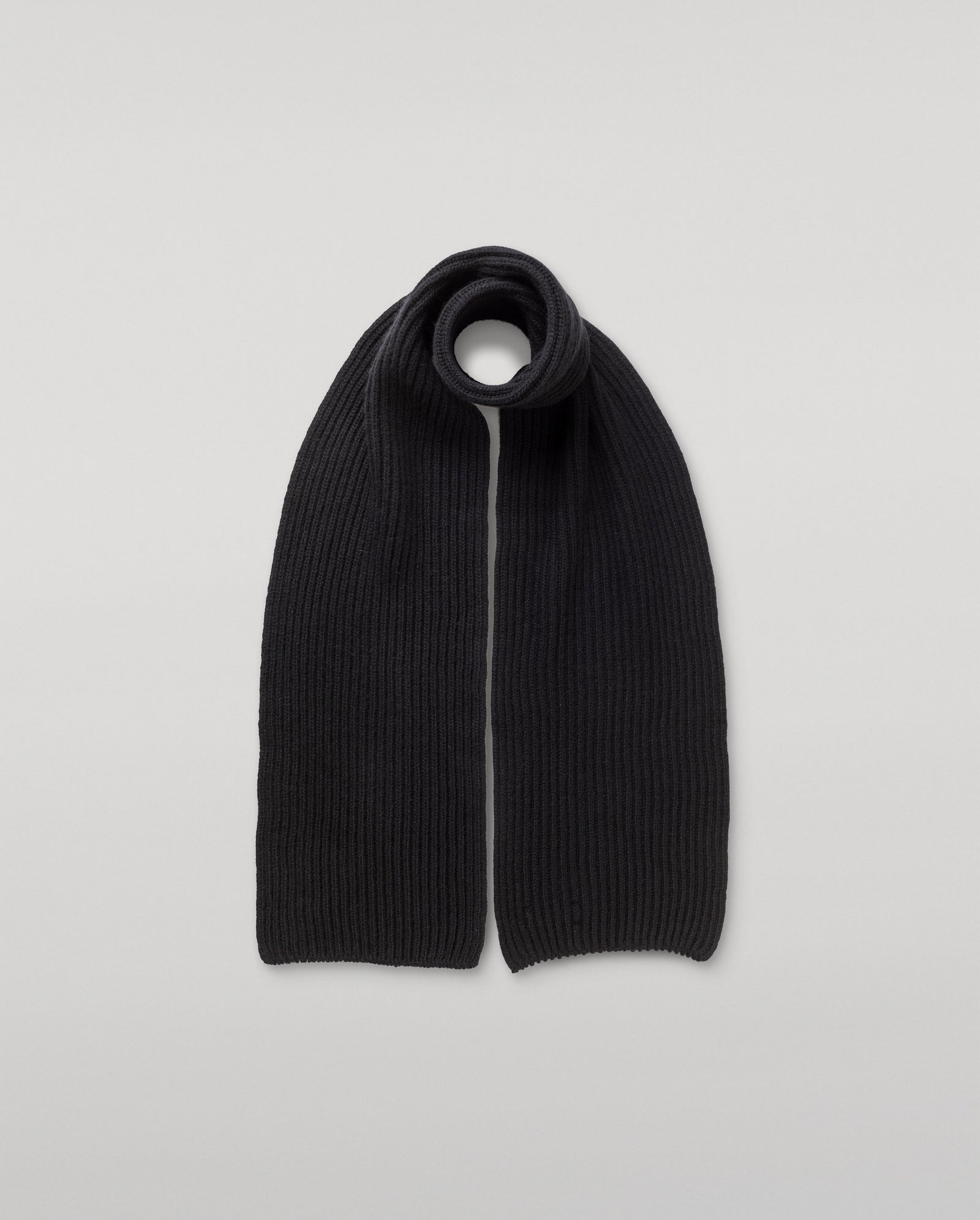 Lovat Black Ribbed Cashmere Scarf