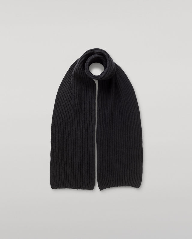 Lovat Black Ribbed Cashmere Scarf