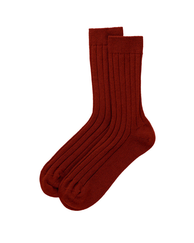 Men's Cashmere Ribbed Dark Red Socks