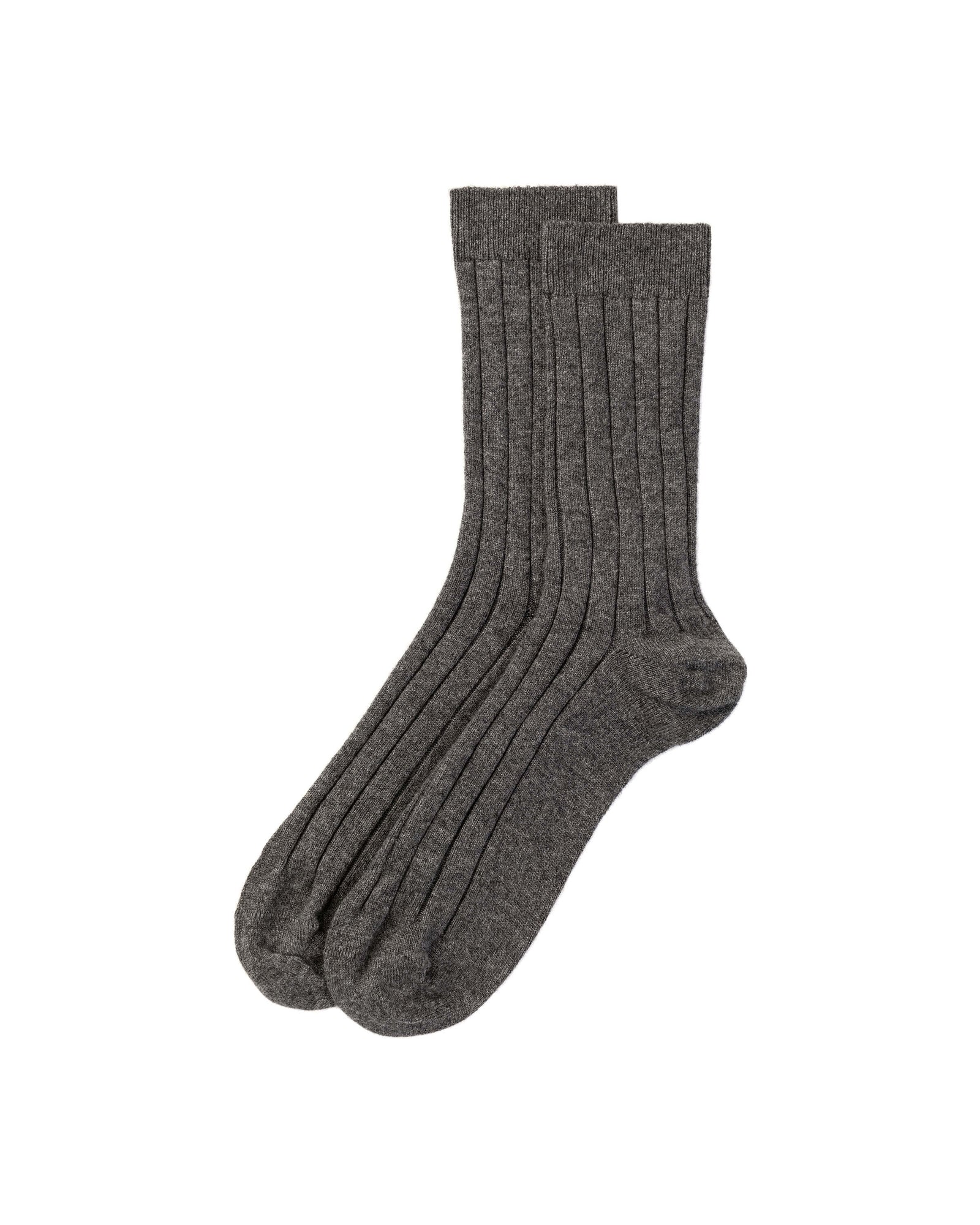 Men S Cashmere Ribbed Mid Grey Socks
