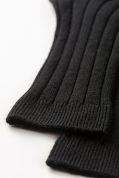 Men's Cashmere Ribbed Black Socks