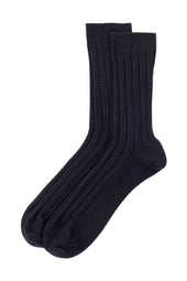 Men's Cashmere Ribbed Dark Navy Socks