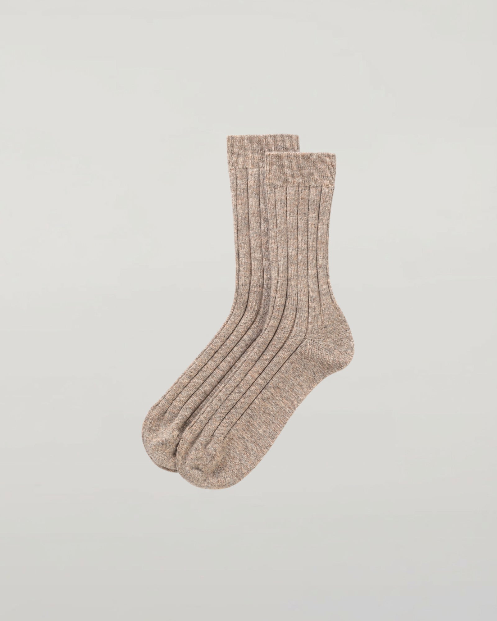 Men S Cashmere Ribbed Light Brown Socks