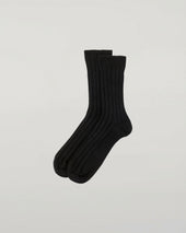 Men's Cashmere Ribbed Black Socks