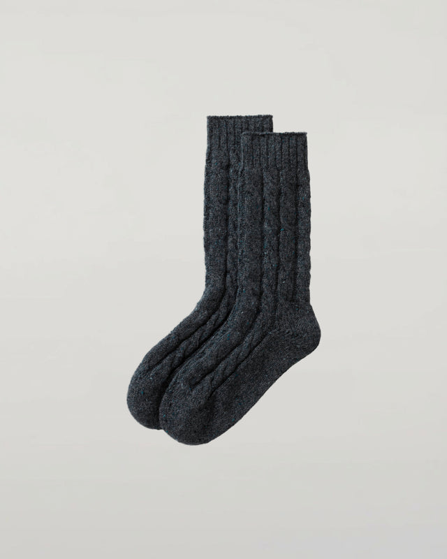 Cashmere Donegal Cable Blue Socks