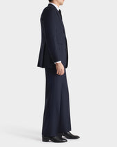 Costume Droit En Hopsack De Laine Bleu Nuit