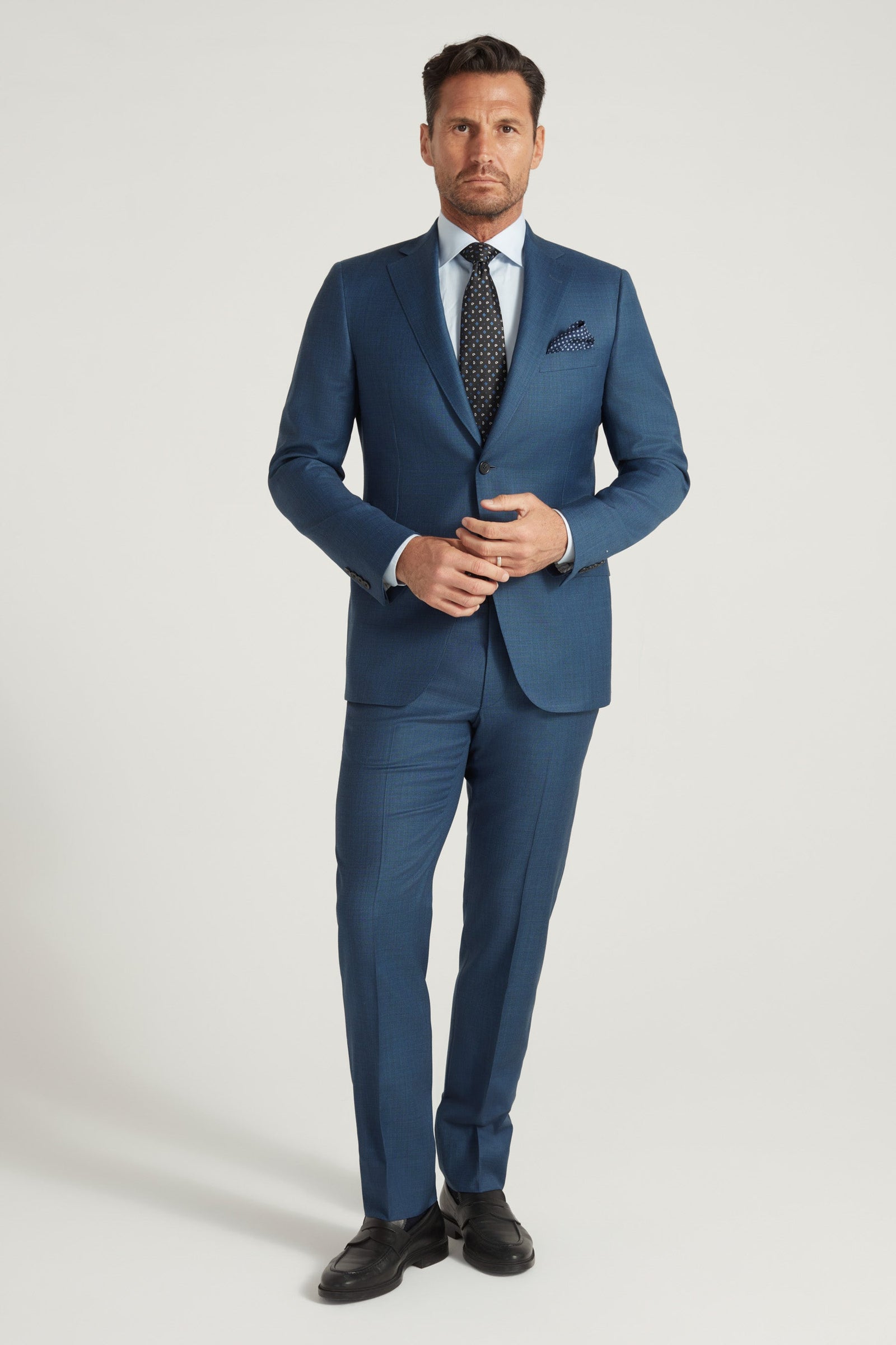 Blue Milano Sharkskin Suit