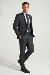 Charcoal Super 130’s Wool Sharkskin Suit