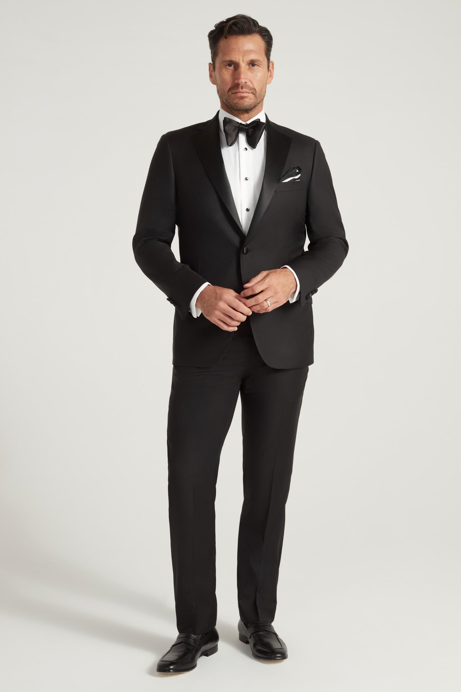 Notch Lapel Satin Honey Way Super 150 S Wool Tuxedo