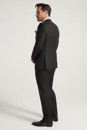 Black Notch Lapel Satin Honey Way Super 150's Wool Tuxedo