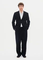 CHRIS 31-67-2 | Classic Two Button Blazer | Black Linen