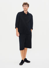 ROBIN 31-75-2 | Wide Pleated Shorts | Black Twill