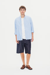 LUIS 30-19-1 | Loose Tuxedo Shirt | Blue stripes