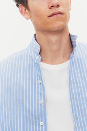 LUIS 30-19-1 | Loose Tuxedo Shirt | Blue stripes