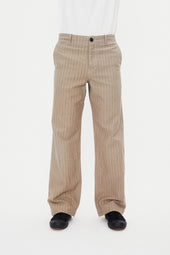 KELD 31-57-5 | Straight Cut Trousers | Beige Herringbone Pin