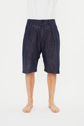 ROBIN 31-74-3 | Wide Pleated Shorts | Washed Navy