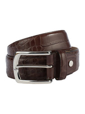 Brown Crocodile Embossed Leather Belt