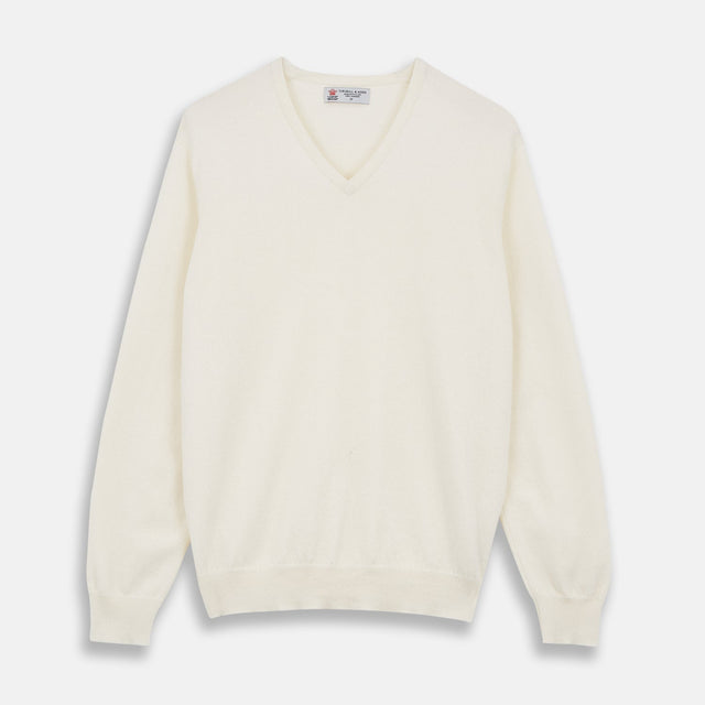 Cream Cashmere V-Neck Jumper
