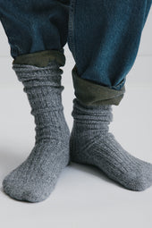 Highlands Sweater Socks in Charcoal/Oat Melange