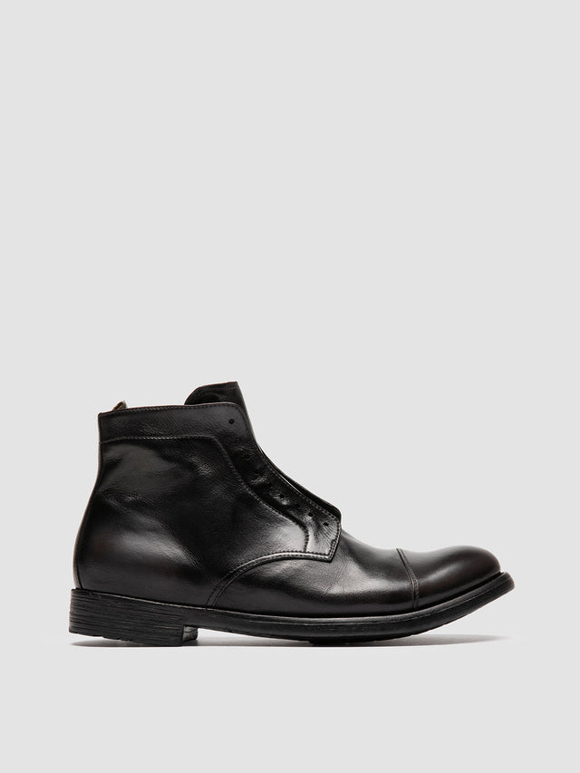 HIVE 005 - Dark Grey Leather Zipped Boots