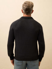 Heirloom Long-Sleeve Sweater Polo - Ridge Black
