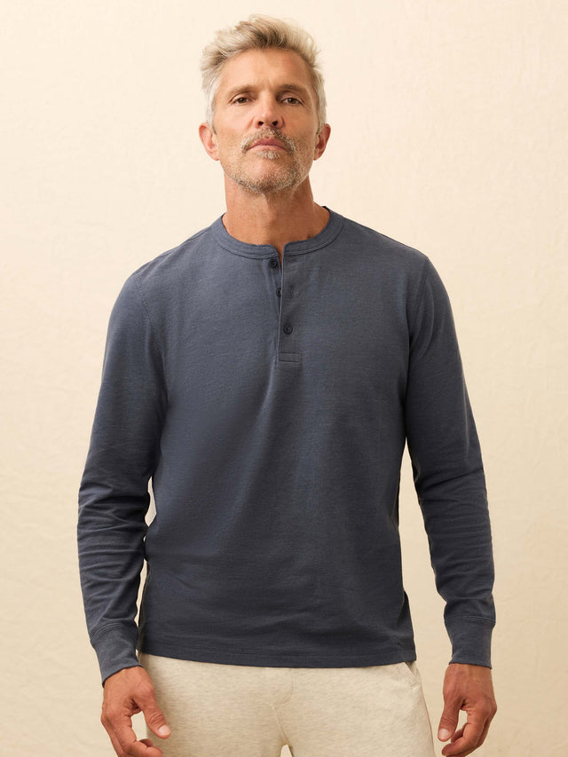 Long Sleeve Waffle Henley