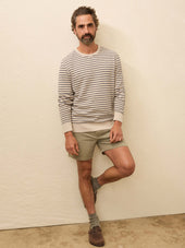 Double Knit Crewneck - Oat Navy Stripe