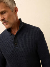 Quarter Button Sweater - Winter Navy