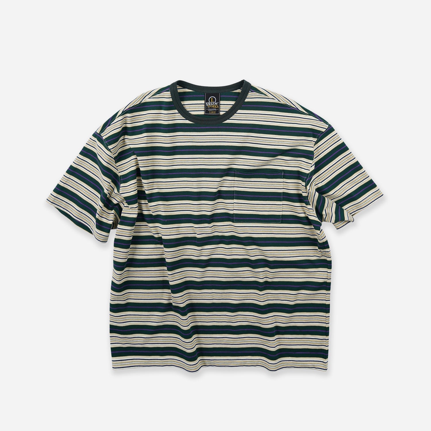 Horizon Stripe Half T Shirt Dark Green
