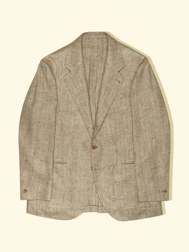 Silk Linen Sport Jacket Burnt Honey Herringbone The Anthology