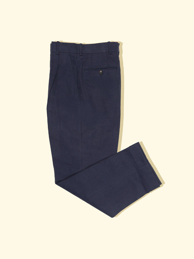 Brushed Cotton Pleated Trousers Admiral Blue The Anthology
