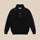 Cashmere alpine half zip sweater in black