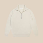 Cashmere alpine half zip sweater in ecru