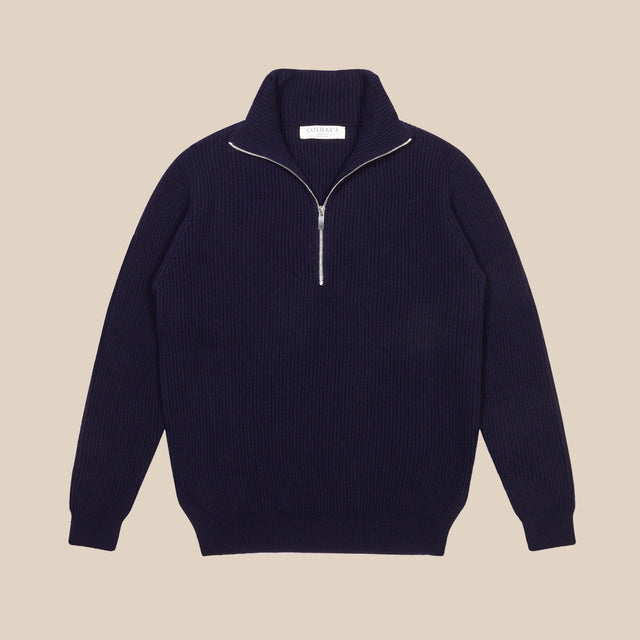 Cashmere alpine half zip sweater in navy