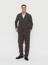 VINCENT 30-44-9 | Classic Four Button Blazer | Brown Wool Pin