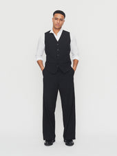 MIKA 30-33-2 | Wide Straight Pleated Trousers | Anthracite