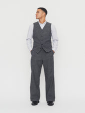 MIKA 30-29-5 | Wide Straight Pleated Trousers | Broken Grey