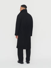SIGURD 30-60-2 | Long Lined Wool Coat | Solid Black