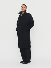 SIGURD 30-60-2 | Long Lined Wool Coat | Solid Black