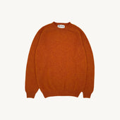 Harley of Scotland Mens Seamless Saddle Shoulder Shetland Sweater - Flame Orange