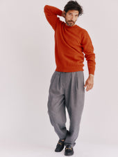 Harley of Scotland Mens Seamless Saddle Shoulder Shetland Sweater - Flame Orange