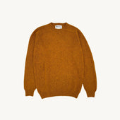 Harley of Scotland Mens Seamless Saddle Shoulder Shetland Sweater - Amber (Vintage Orange)