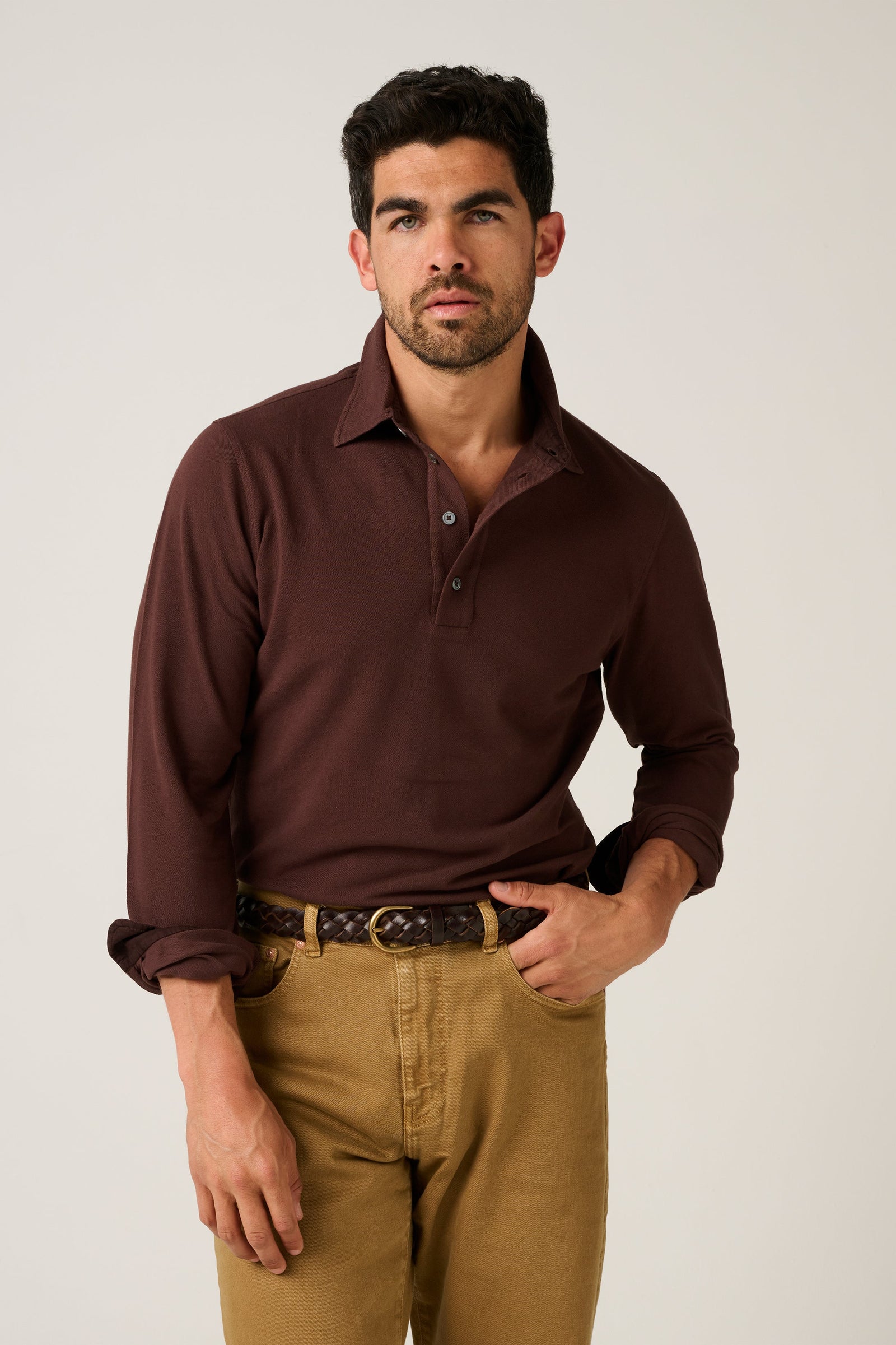 Hastings Long Sleeved Polo Coffee